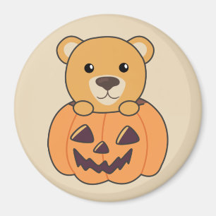 Beer in pompoen zoete Beren happy halloween magnee Magneet