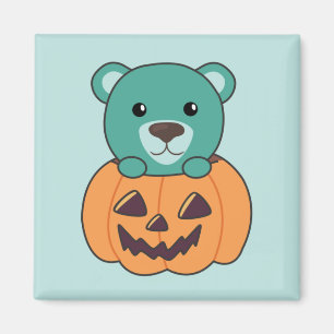 Beer in pompoen zoete Beren happy halloween magnee Magneet
