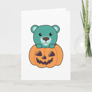 Beer in pompoenen Beren Happy Halloween Kaart