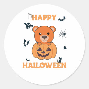 Beer in pompoenen Beren Happy Halloween Ronde Sticker