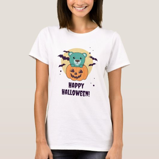 Beer in pompoenen Beren Happy Halloween T-shirt (Voorkant)