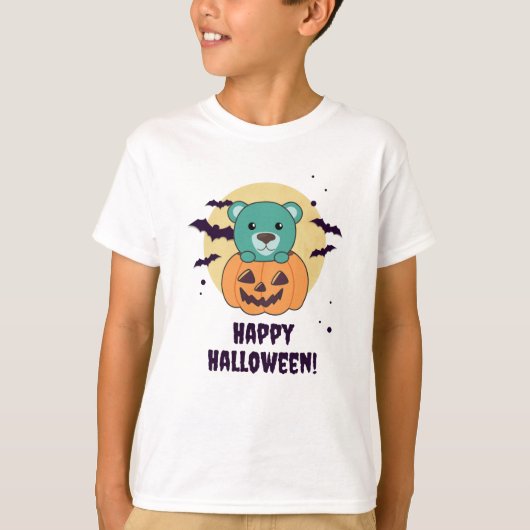 Beer in pompoenen Beren Happy Halloween T-shirt (Voorkant)