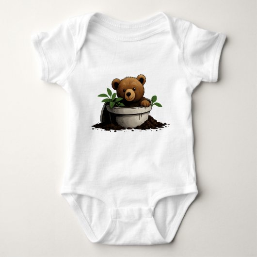 Beer in Potted Plant Illustration Romper (Voorkant)