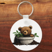 Beer in Potted Plant Illustration Sleutelhanger (Voorkant)