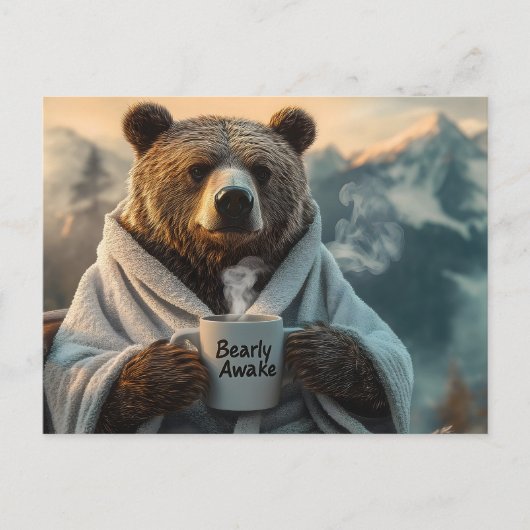 Beer in Robe Holding Coffee Mok Briefkaart (Voorkant)