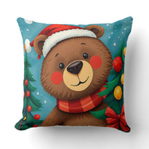 Beer in Santa Hat tussen de kerstbomen