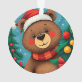 Beer in Santa Hat tussen de kerstbomen Ornament (achterkant)