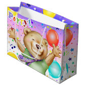 Beer in Stropdas Cute Animal Party Groot Cadeauzakje (Voorkant Gekanteld)