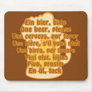 BEER in talen aangepaste mousepad Muismat