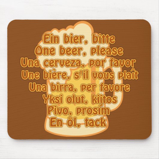 BEER in talen aangepaste mousepad Muismat (Voorkant)