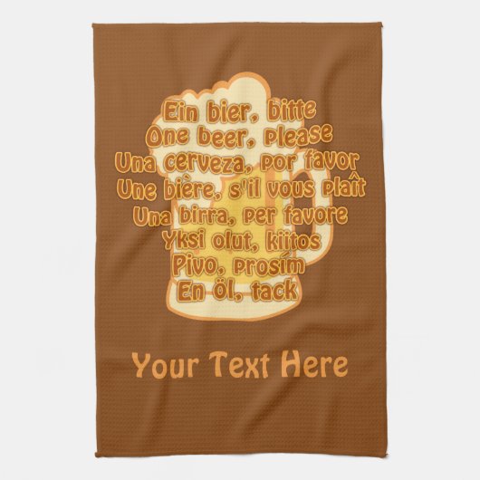 BEER in talen keukenhanddoek (Verticaal)