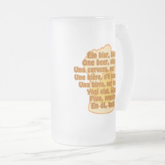 BEER in talen mok - kies stijl en kleur (Voorkant rechts)