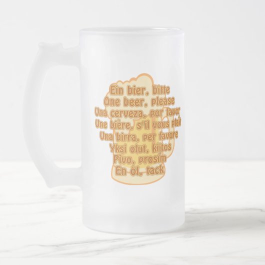 BEER in talen mok - kies stijl en kleur (Links)