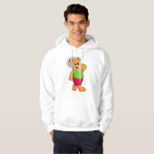 Beer in Tennis met Tennis racket Hoodie (Voorkant volledig)