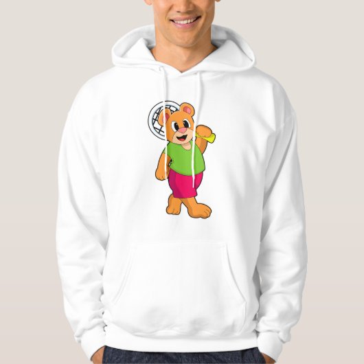 Beer in Tennis met Tennis racket Hoodie (Voorkant)