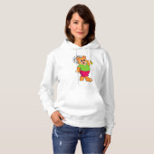 Beer in Tennis met Tennis racket Hoodie (Voorkant volledig)