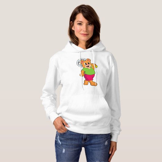Beer in Tennis met Tennis racket Hoodie (Voorkant volledig)