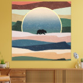 BEER IN WOESTIJN ZONSONDERGANG CANVAS AFDRUK (Insitu (Woonkamer))