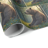 Beer in zomerse Bossen met wilde bloemen Cadeaupapier (Rol Hoek)