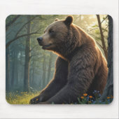 Beer in zomerse Bossen met wilde bloemen Muismat (Voorkant)