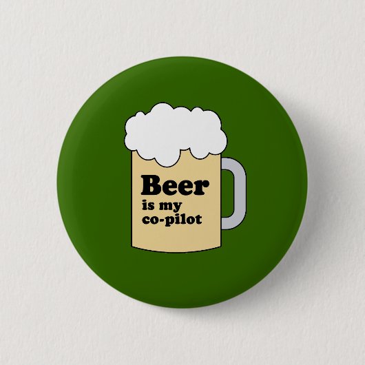 BEER IS MIJN KOPILOOT RONDE BUTTON 5,7 CM (Voorkant)