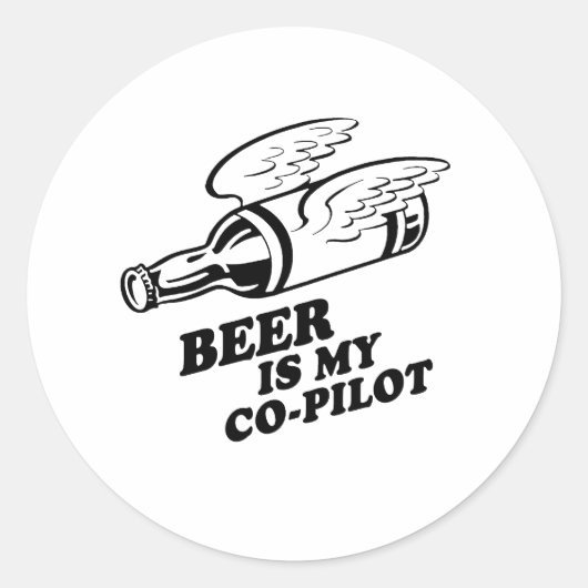 BEER IS MIJN KOPILOOT RONDE STICKER (Voorkant)