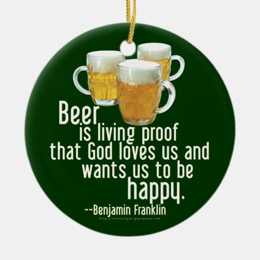 Beer is Proof (Franklin) Keramisch Ornament (Voorkant)