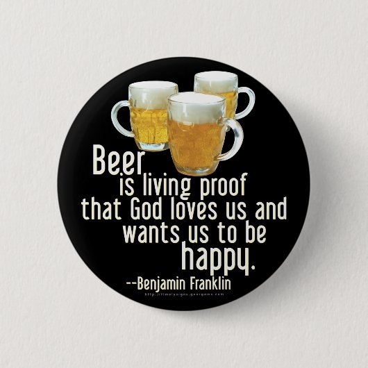 Beer is Proof (Franklin) Ronde Button 5,7 Cm (Voorkant)