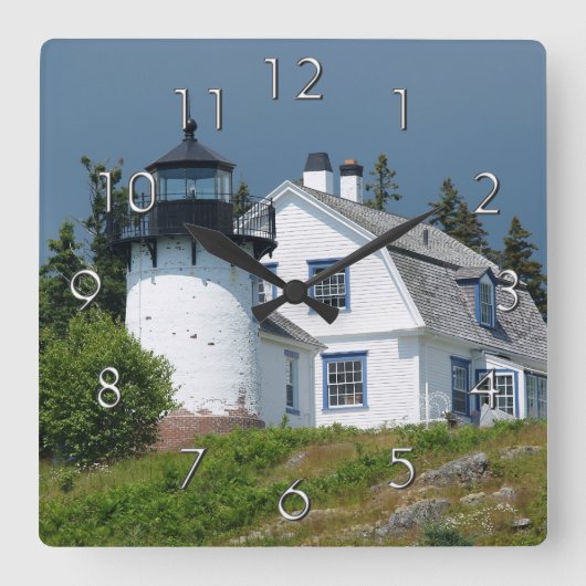 Beer Island Lighthouse Wall Clock Vierkante Klok (Voorkant)