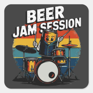 Beer Jam Session T-shirt - Leuk bier Graphic voor Vierkante Sticker
