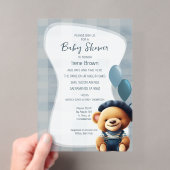 Beer Jean Baby Shower Blauwe Acrylic Uitnodiging (Insitu (Draagbaar))