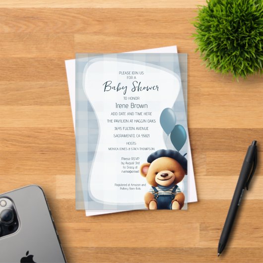 Beer Jean Baby Shower Blauwe Acrylic Uitnodiging (Insitu (Uitnodiging))