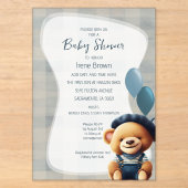Beer Jean Baby Shower Blauwe Acrylic Uitnodiging (Voorkant)