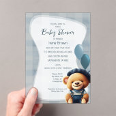 Beer Jean Baby shower Blue Acryl Uitnodiging (Insitu (Draagbaar))