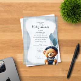Beer Jean Baby shower Blue Acryl Uitnodiging
