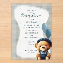 Beer Jean Baby shower Blue Acryl Uitnodiging