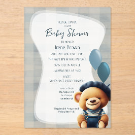 Beer Jean Baby shower Blue Acryl Uitnodiging
