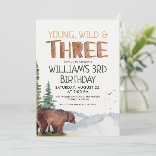 Beer-Jong Wild en Drie Jongens 3e Verjaardag  Kaart (Staand voorkant)