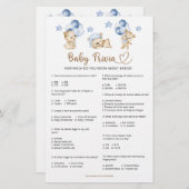 Beer jongen baby shower Baby Trivia (Voorkant / Achterkant)