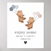 Beer Jongen Meisje Twins - 1e Verjaardag - Treats  Poster (Voorkant)