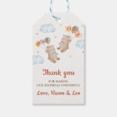 Beer Jongen Meisje Twins - Eerste Verjaardagsfeest Cadeaulabel (Voorkant)