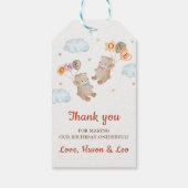 Beer Jongen Meisje Twins - Eerste Verjaardagsfeest Cadeaulabel (Achterkant)