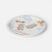 Beer Jongen Meisje Twins - Eerste Verjaardagsfeest Papieren Bordje (Gekanteld)