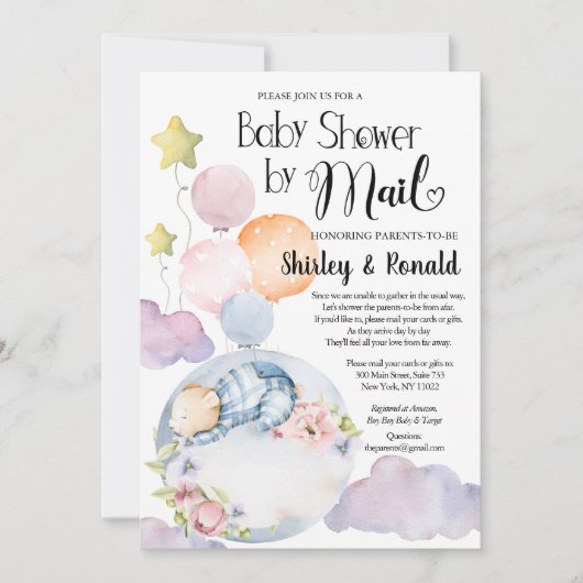 Beer jongen roze bloemen ballonnen baby shower per kaart (Voorkant)