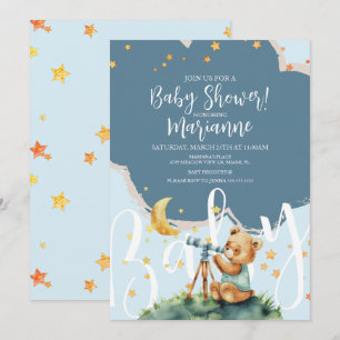 Beer Jongen Sterren Baby Shower Uitnodiging