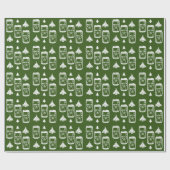 Beer kan kerstboom op groen cadeaupapier (Vlak)