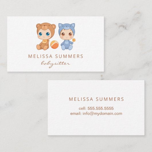Beer kattebaby's Babysitter Visitekaartje (Voorkant / Achterkant)