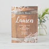 Beer Keg Lace Rustic Wood Vrijgezellenfeest Kaart (Staand voorkant)