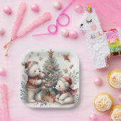 Beer kerst 1 papieren bordje (Feest)