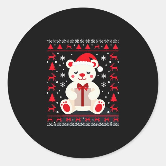 Beer Kerst (1) Ronde Sticker (Voorkant)